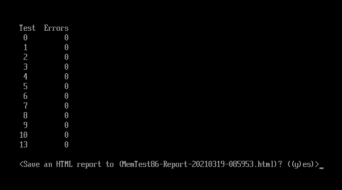 MemTest86 HTML Report