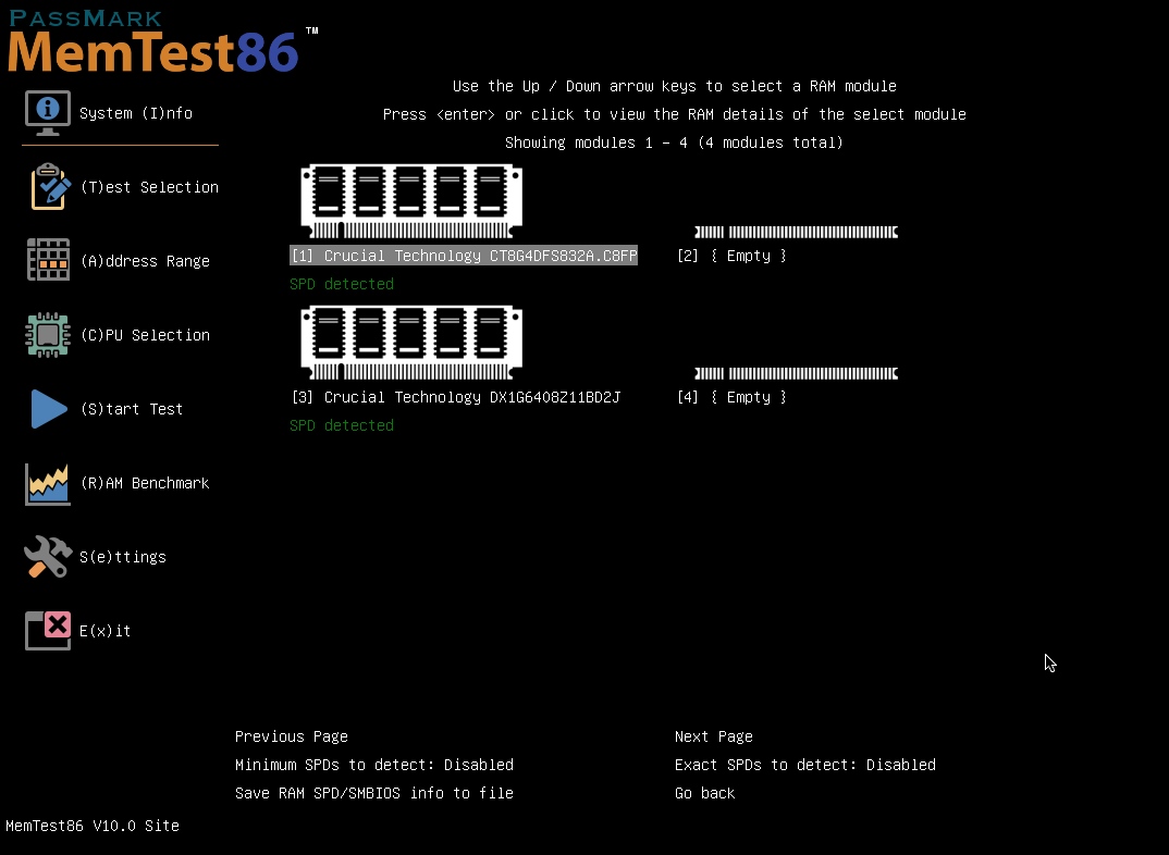 MemTest86 Screenshot - SPD Data Page
